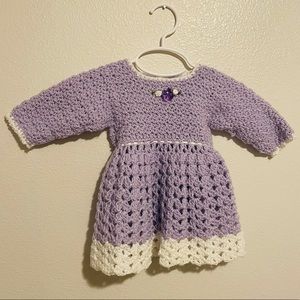 Hand Made Purple Crochet Dress Sz 6-12 Mo